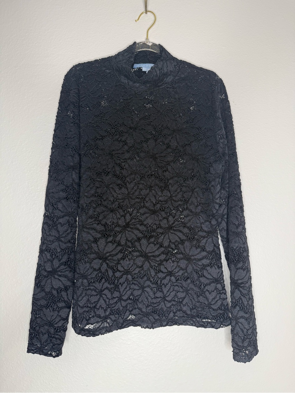 Hill House Black Floral Lace Mock Neck Top Whimsigoth Med